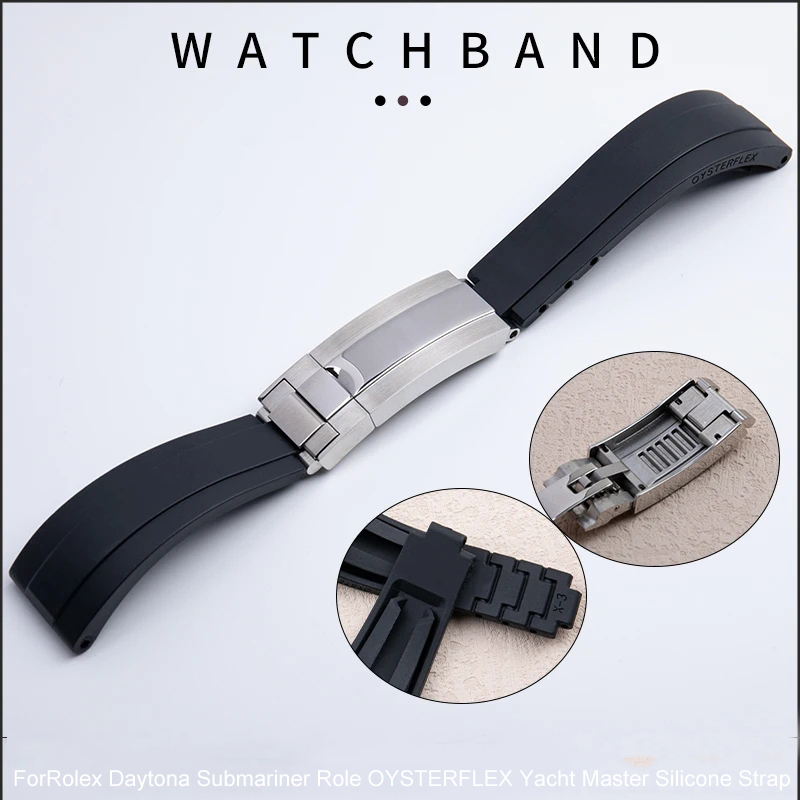 Rolex Watch Datejust - Rubber Short Buckle Watchband 20/21mm Fit